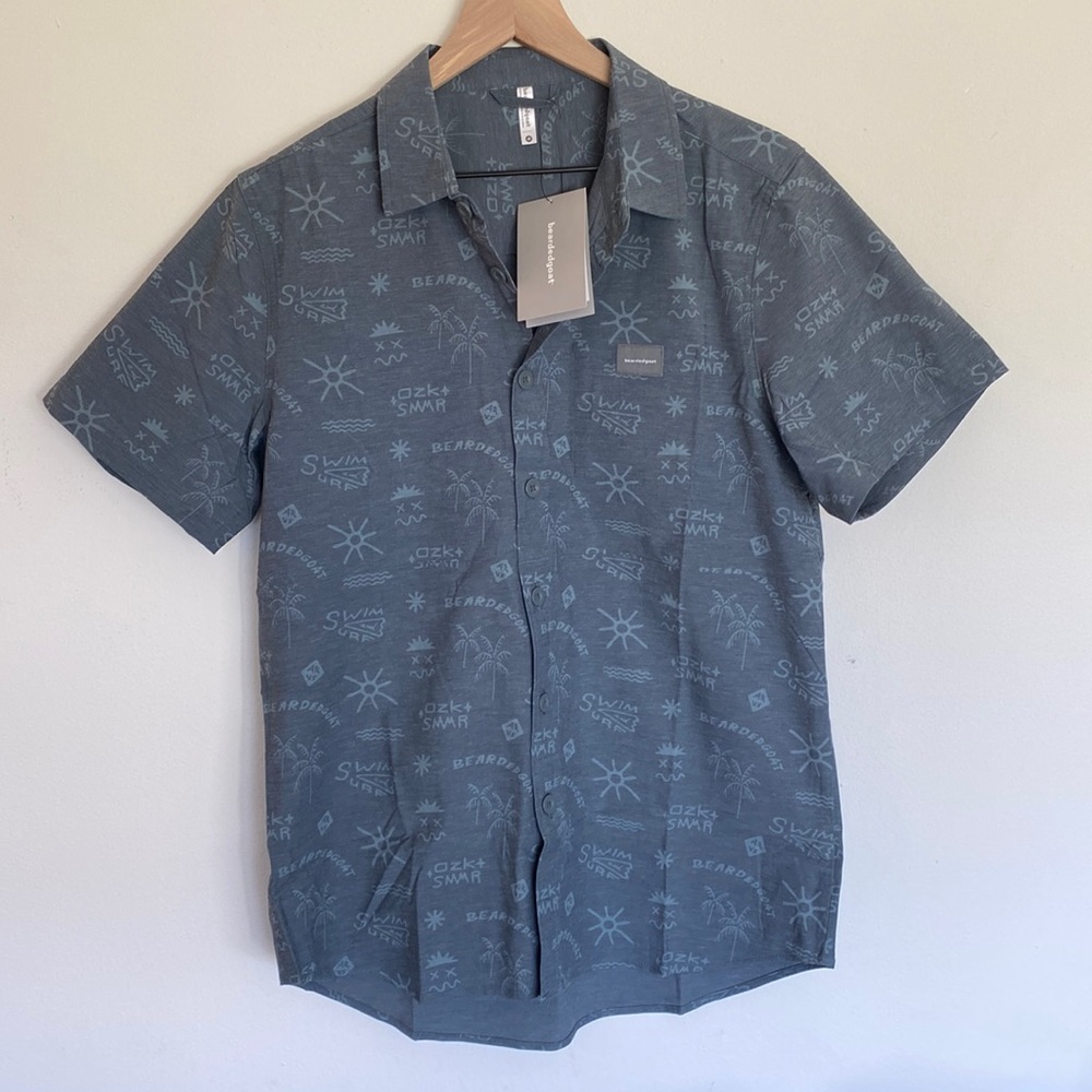 Bearded Goat Horizon Short Sleeve Button Down : Summer Print 2022